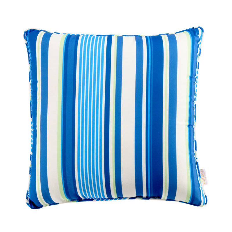 Lillian Reversible 20x20" Throw Pillow, Navy/Green Striped