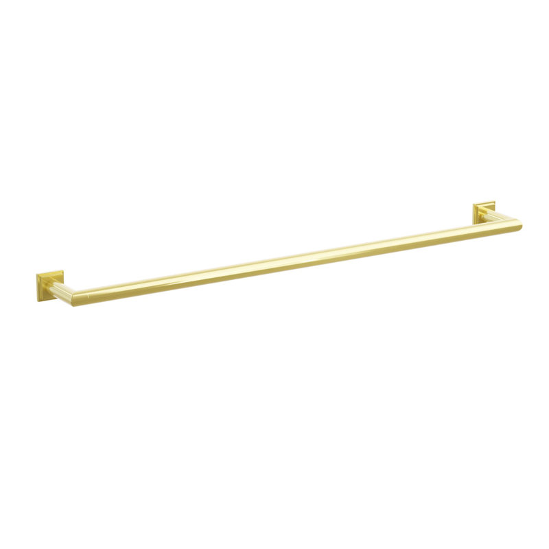 Modern Tubular Brass Towel Bar, 1.625" H x 31.625" W x 3.25" D, Unlacquered Brass