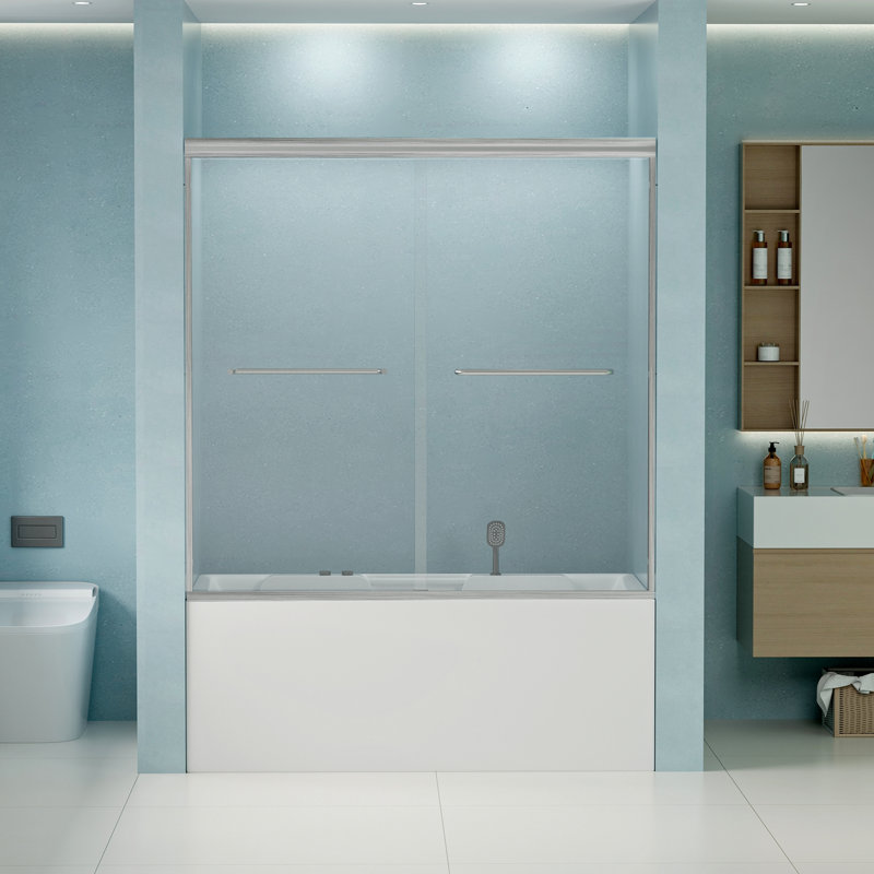 Porte de douche double coulissante, Argent argent