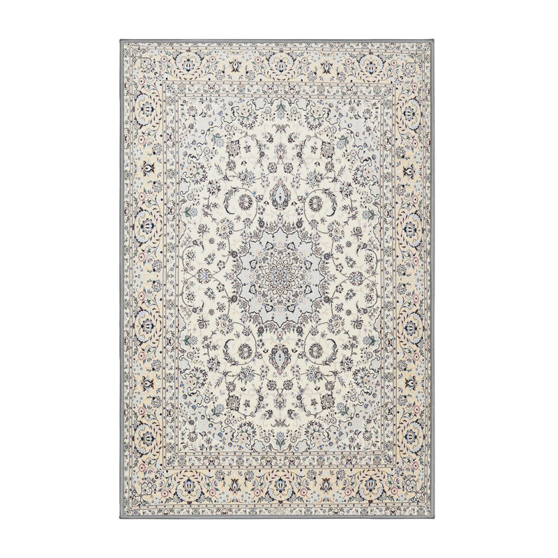 Tapis traditionnel beige / bleu Goner, Rectangle 4 pi x 6 pi