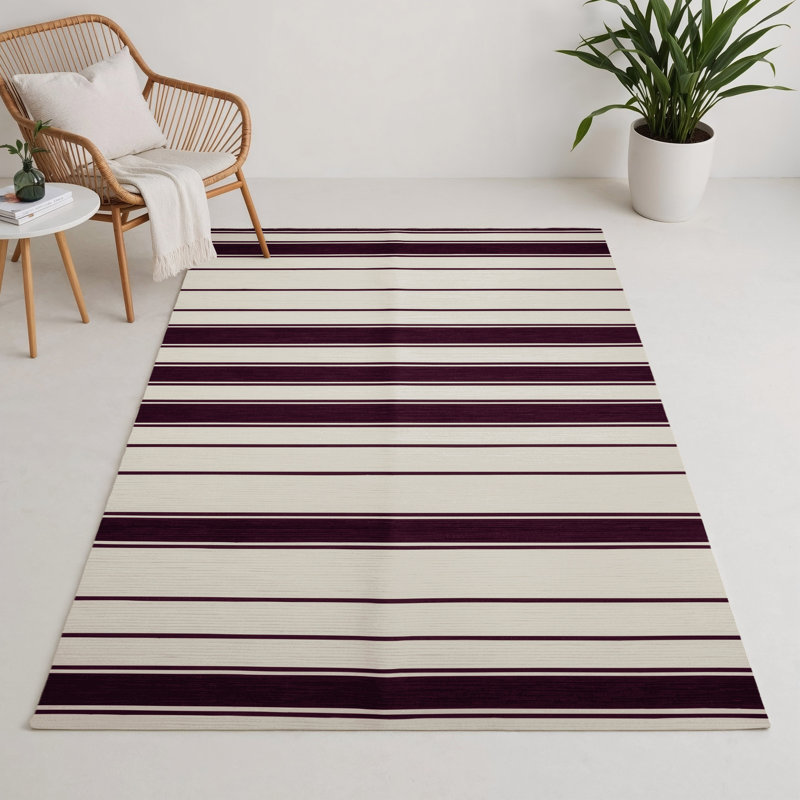 Tapis intérieur / extérieur beige HorizontalStripes, Rectangle 9 pi x 12 pi
