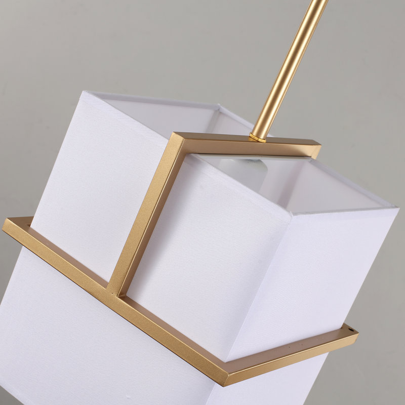 Luminaire suspendu carré 1 lumière rectangulaire / rectangulaire pour vestibule de salle à manger de cuisine, Doré