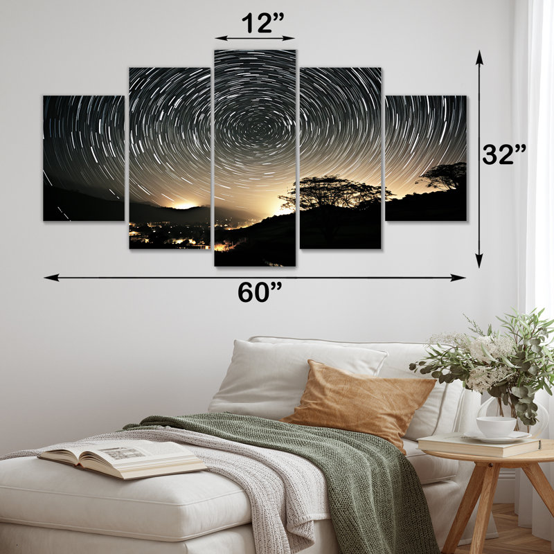 «Journey Through Night Stars - Décoration murale abstraite géométrique multipanel