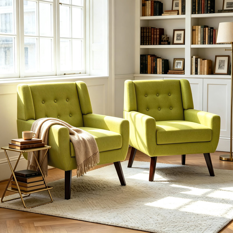 Fauteuil Davey, Mélange de lin vert