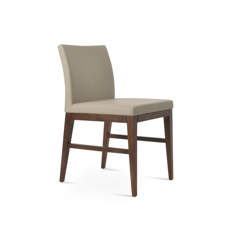 Chaise d'appoint Aria, Noyer, Simili cuir blanc