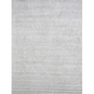Tapis rectangulaire en soie noué à la main gris clair