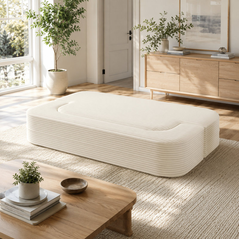 Canapé de 78,7 pouces moderne 2-en-1 pliable avec une couverture pratique et deux coussins moelleux, convertible en canapé-lit.