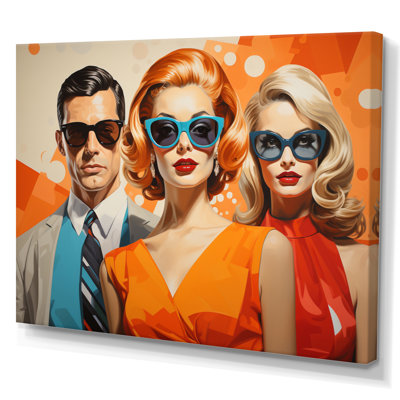 «Orange Mid Century Retro Portraits II», reproduction sur toile