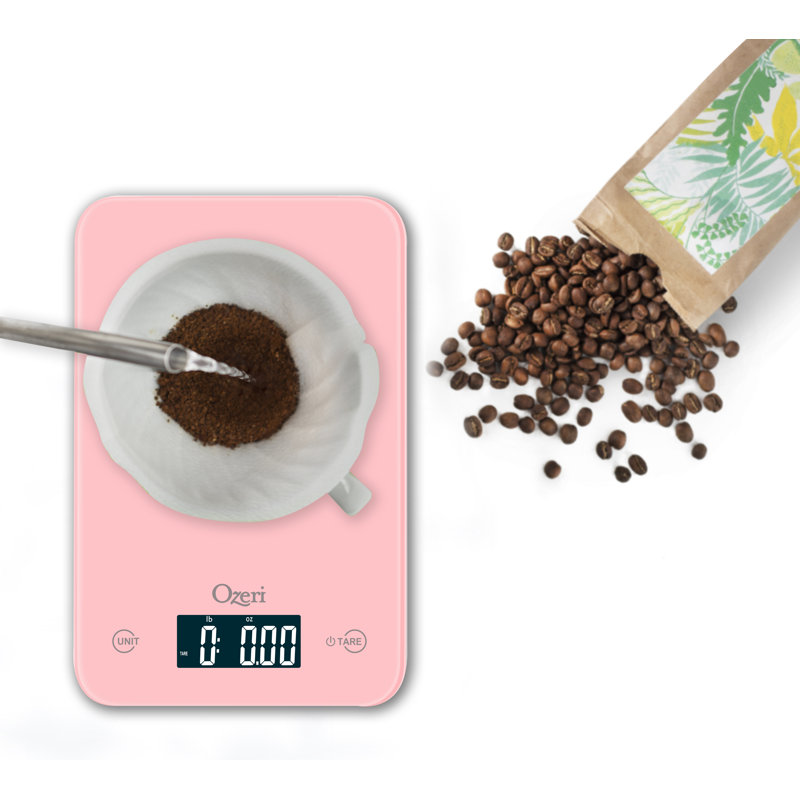 Ozeri Touch Professional Digital Kitchen Scale (12 lbs Edition) in Tempered Glass, Crystal Rose