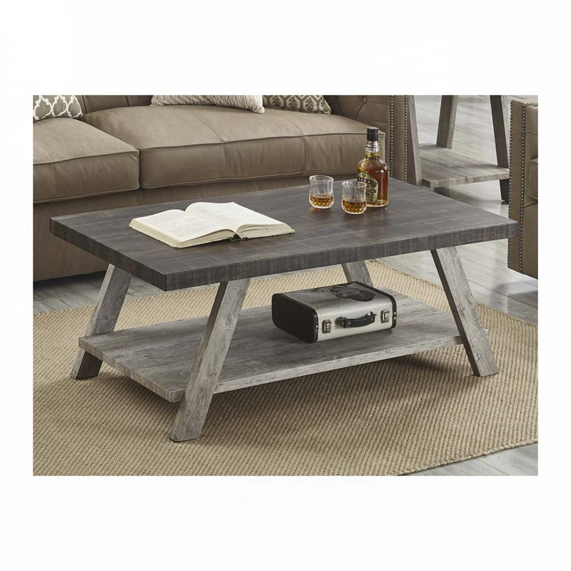 Table basse avec plateau ouvert Athens, Noyer, Gris clair