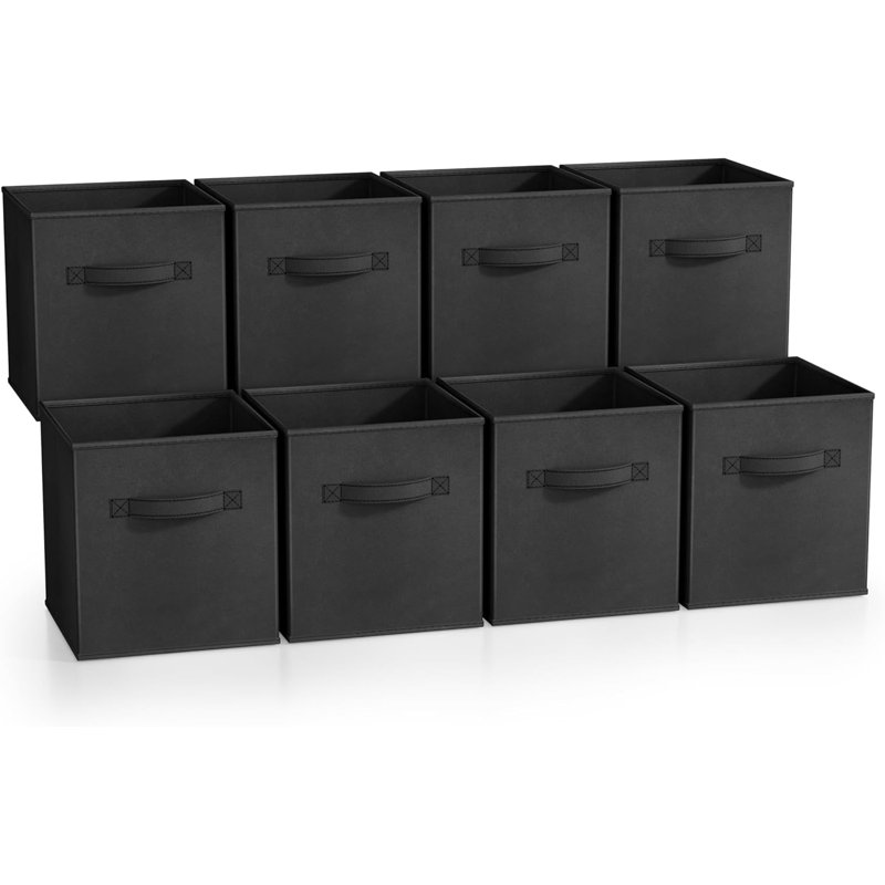 Ensemble de cubes de rangement en tissu, Noir, 8