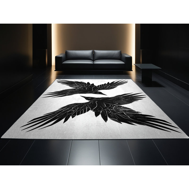 Tapis bleu moderne et contemporain lavable à la machine Rhawnhurst, 3 X 5