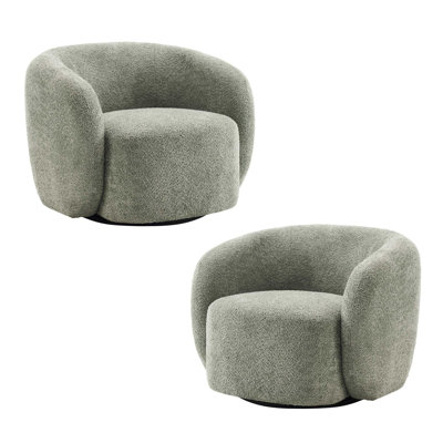 Coheman Upholstered Swivel Accent Chairs, Boucle Swivel Barrel Chair, Arm Chairs for Small Space
