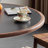 Walnut&Black Round Sintered Stone Dining table-1406422843