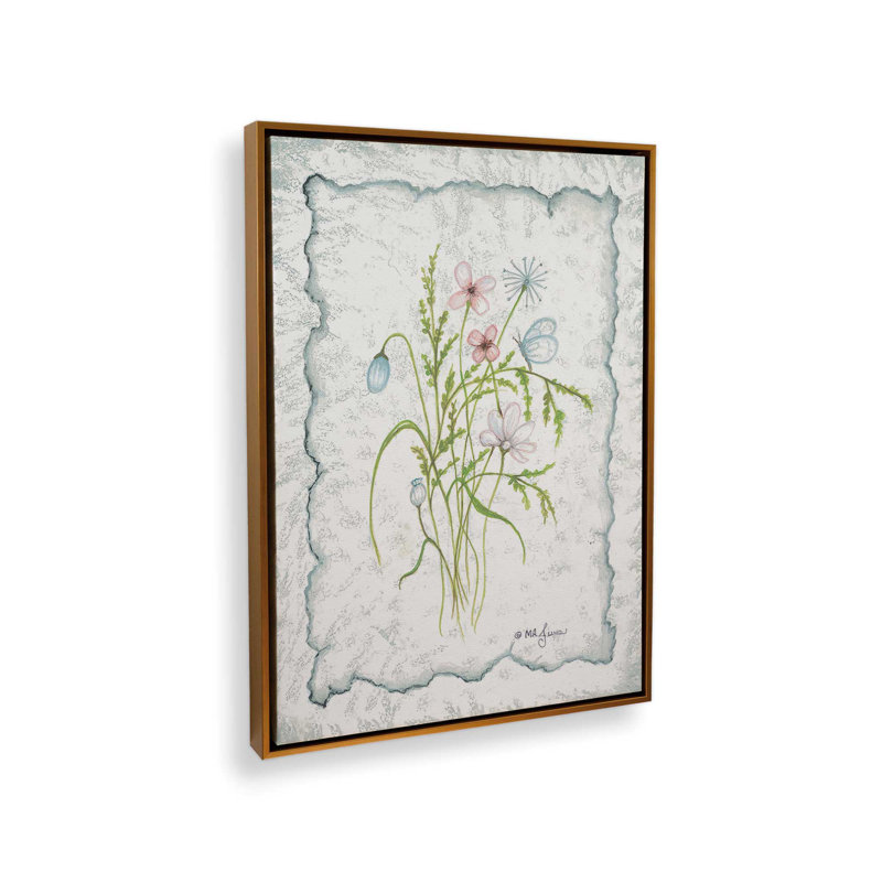 «Pretty Pressed Flowers» par Mary Ann June, reproduction d'art, Framed Canvas, 36 W x 48 H, Gold