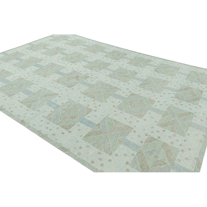 Rug & Kilim’S Scandinavian Style Rug In Green And Blue With Geometric Patterns