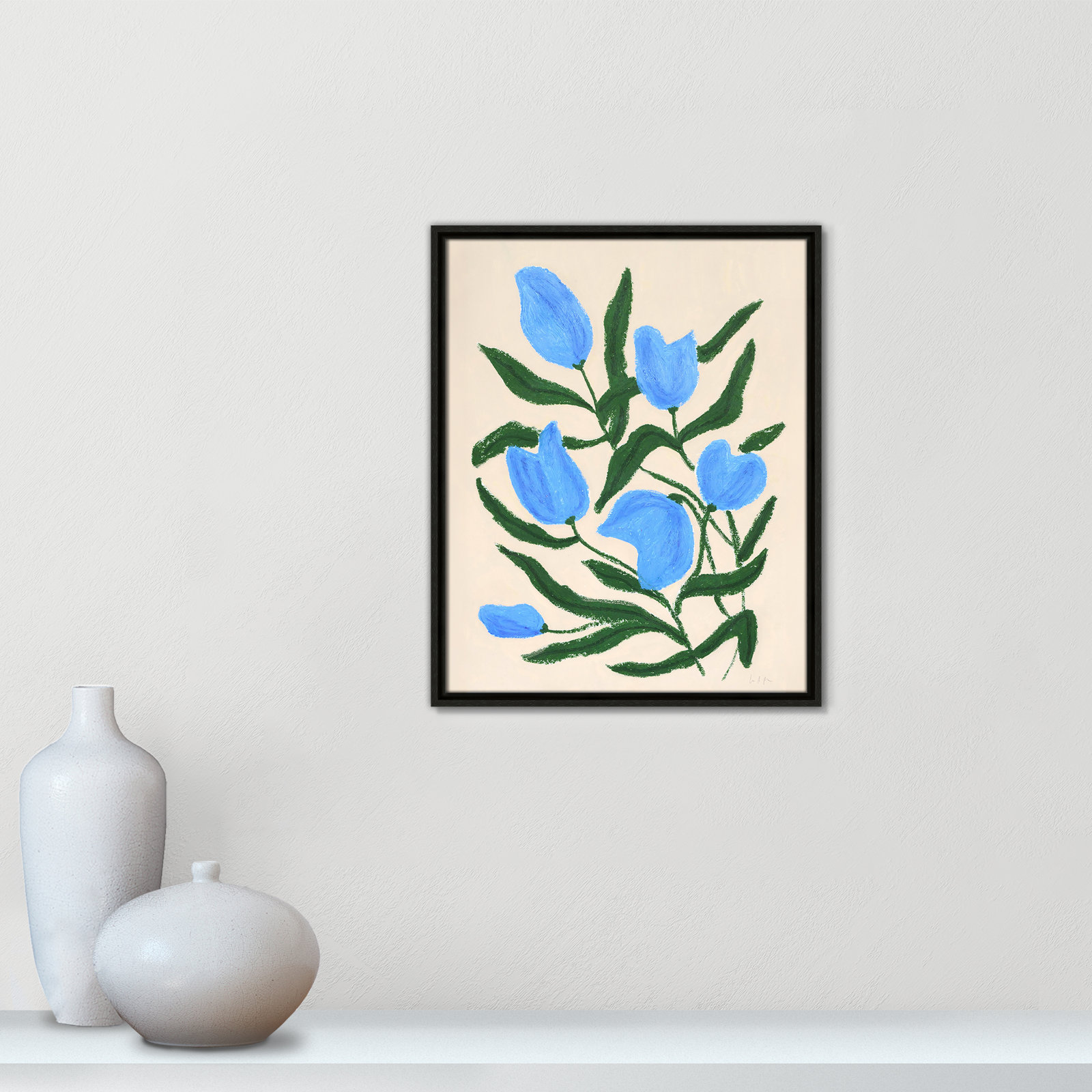 Blue Tulips Print by Camilla Bergqvist, 21.5" H x 17.5" W, Espresso