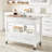 Elixabeth Contemporary Rectangular Kitchen Cart in Stainless Steel and White