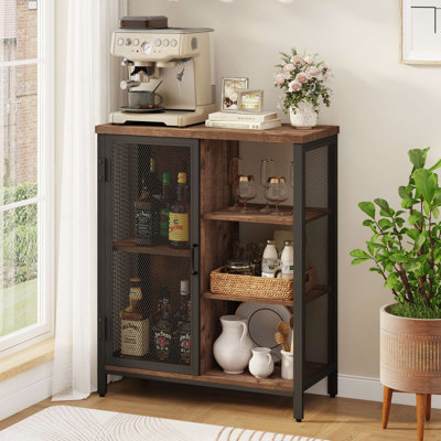 Aust Farmhouse Coffee Bar with Wine Storage and Adjustable Shelves by 17 Stories
