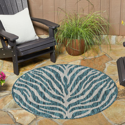 Tapis d'extérieur joyeux vert-bleu