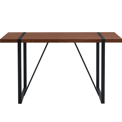 Table rectangulaire industrielle en grain de bois de couleur noyer, plateau épais de 1,5 pouce avec pieds en métal noir, 4 à 6 places assises, pour bureaux, cuisines, patios, salles à manger de couleur 1,5 ", 4 à 6 personnes, convient aux pièces