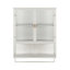 Armoire murale moderne à deux portes en verre avec rangement fermé à deux niveaux, tablette ouverte et porte-serviettes