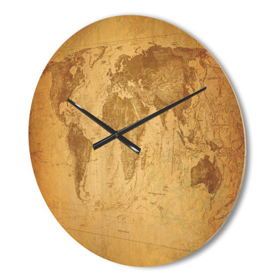 Carte classique rétro - horloge murale moderne en bois