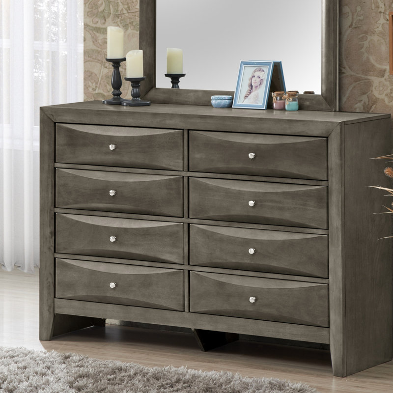 Commode en bois de style campagne américaine moderne Marilla G1505-D avec résine durable et placages de bois, entièrement assemblée