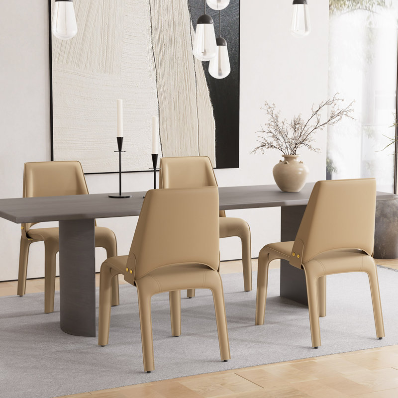 Saddle Leather Dining Chair, Khaki