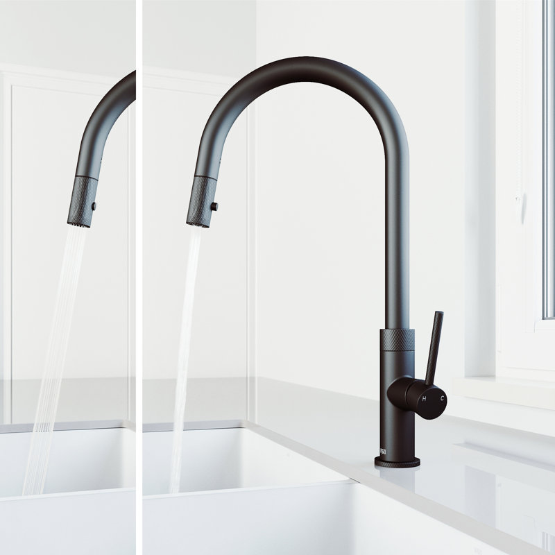 Robinet de cuisine à douchette extractible 2 fonctions H 19 po Bristol, Noir mat