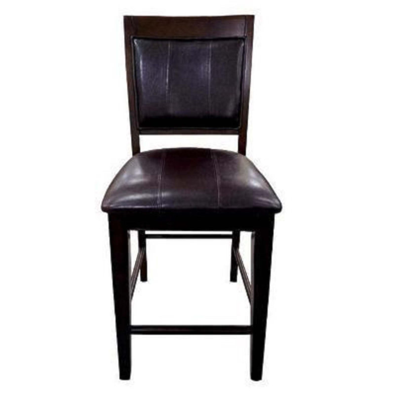 Tabouret de bar 2 pièces en polyuréthane de style campagnard avec dossier et siège en similicuir, structure en bois et repose-pieds