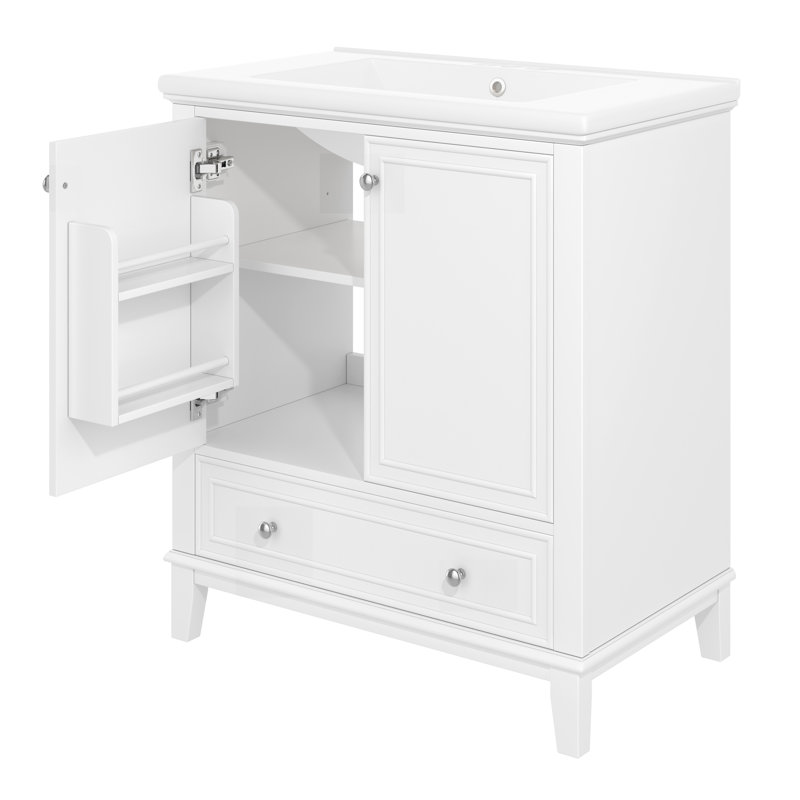 Meuble-lavabo de salle de bain avec lavabo en céramique, meuble-lavabo moderne à base en bois massif multifonctionnel, fabrication