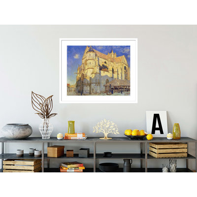 «The Church at Moret Frosty Weather» par Alfred Sisley, impression giclée encadrée