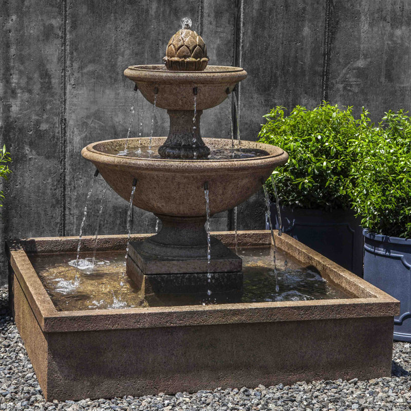 La Mirande Floor Fountain, Aged Limestone