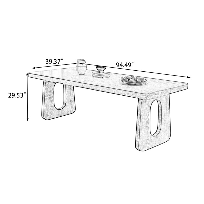 Nut-brown Rectangular Solid Wood Dining Table, 29.53"H×94.49"L×39.37"W