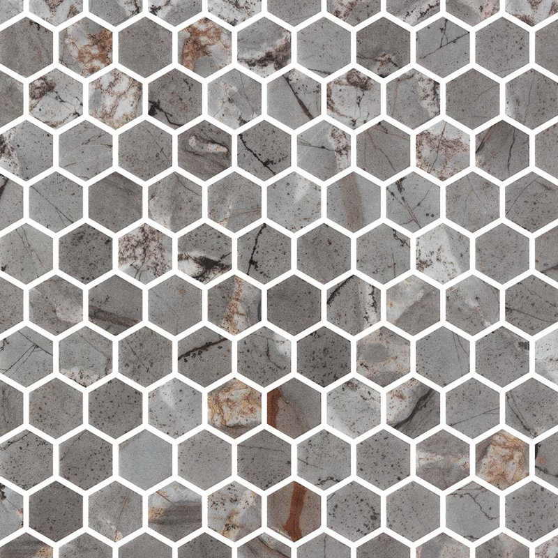 Spectrum Vibrant Hexagon Recycled Glass Mosaic Tile, Yuma