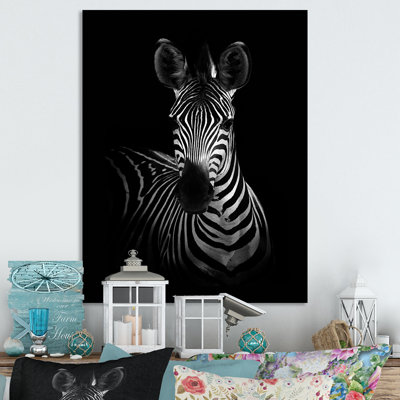 Zèbre en noir et blanc - reproduction d'art sur toile