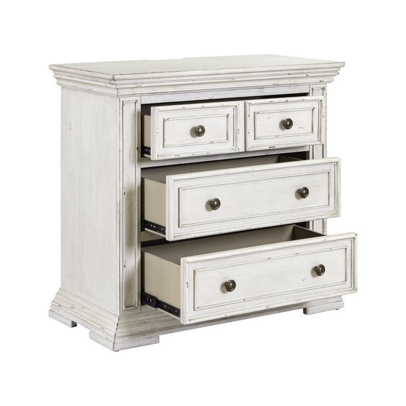 Temple Cloud Temple Cloud 3 Drawer Nightstand w/ Charging Station, White
