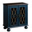 Console rectangulaire avec bleu antique, 2 portes avant en verre, pieds Kd, 1 tablette de rangement, largeur de 27,35 po, console de poids de 53,26 lb