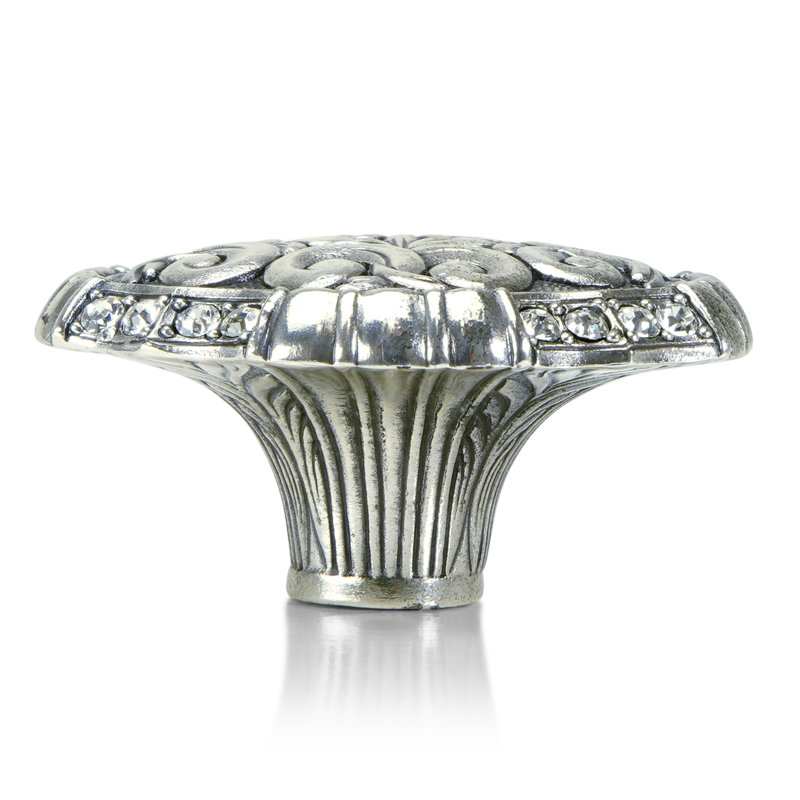 BELLEVIEW KNOB; CLEAR CRYSTAL BURNISH SILVER FINISH, Burnished Silver