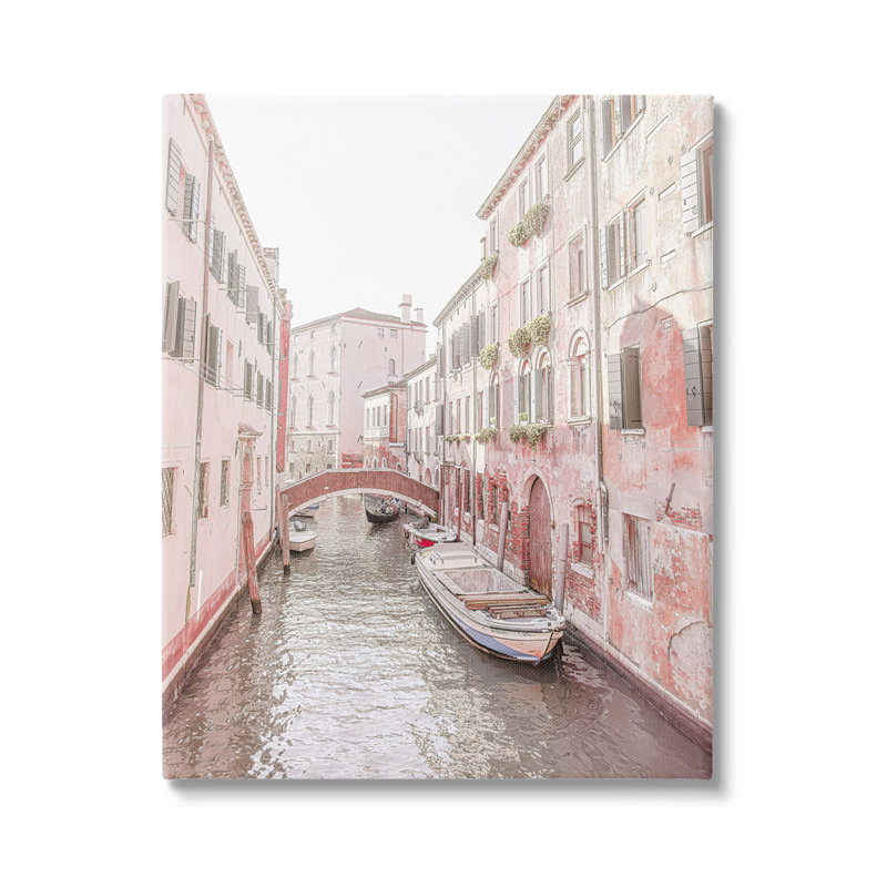 Aw-289-Toile, bateau sur le canal, pont d'eau sur toile par Erin Marie, photographie, H 48 po x l 36 po x P 1,5 po