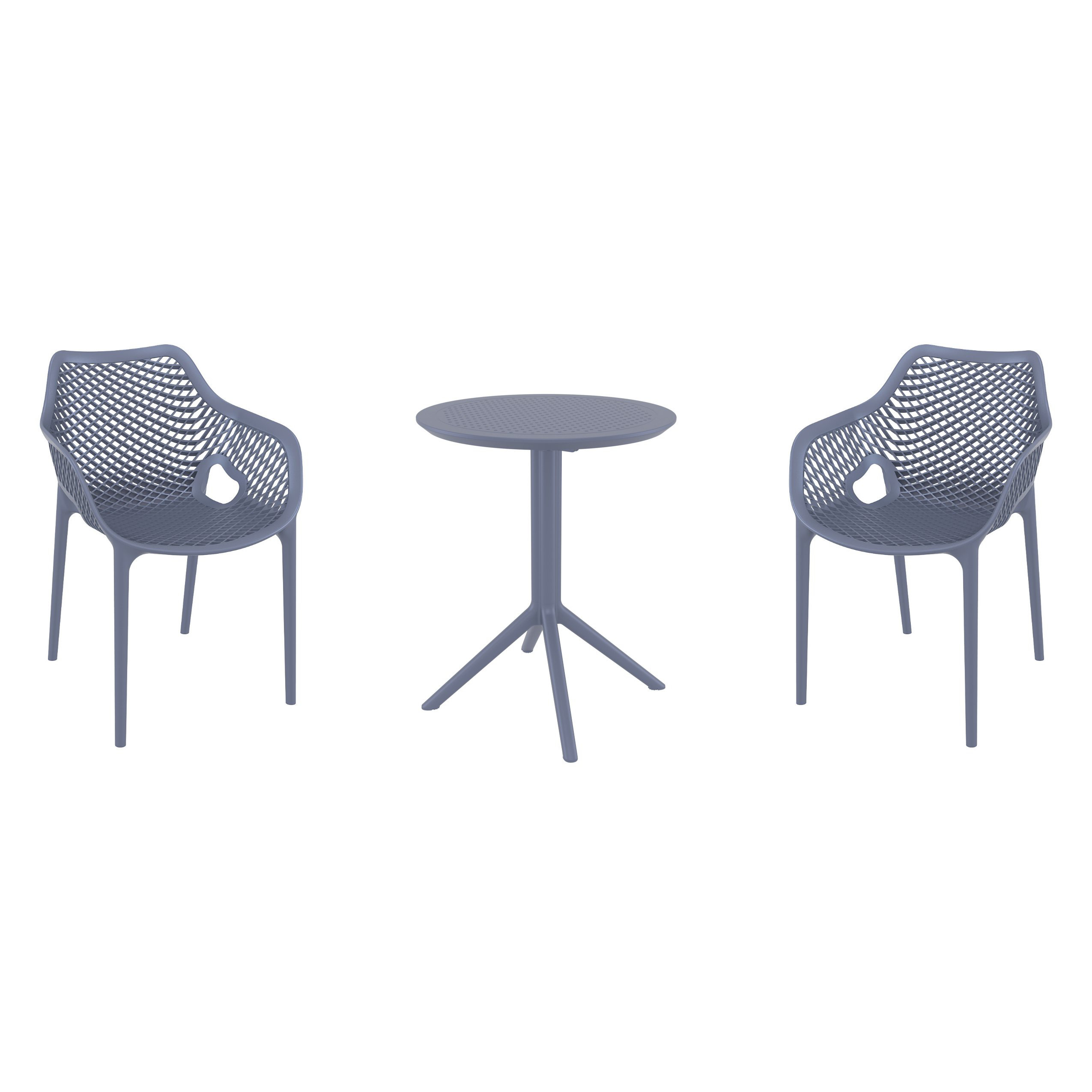 AllModern Farrah 24'' Round 2 - Person Bistro Set with Open Air Stacking Chairs & Reviews | Birch Lane