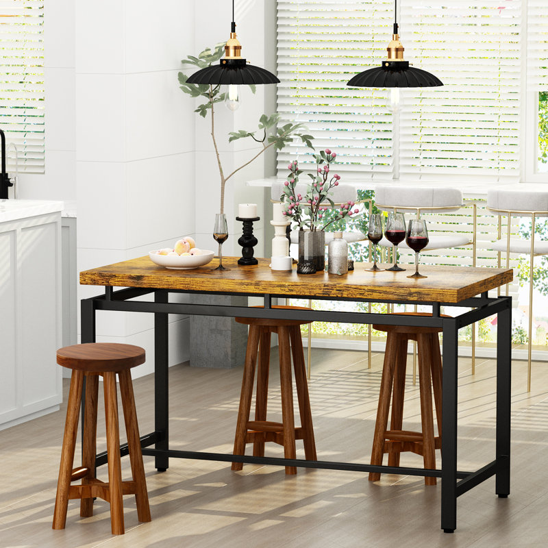 24" Tall Solid Teak Wood Barstool