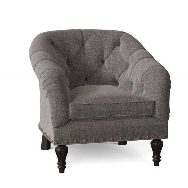 Siena Barrel Chair, Gray, Black Walnut, French Natural