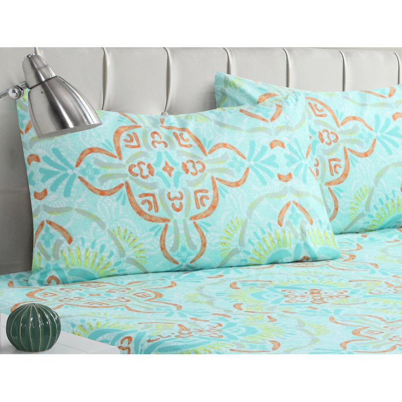 Newsome Microfiber Damask Sheet Set, Queen
