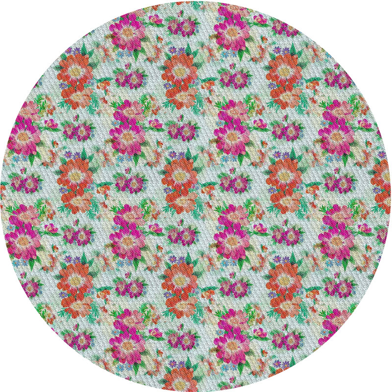 Tapis rose à motif floral John-Paul, Rond 5 pi