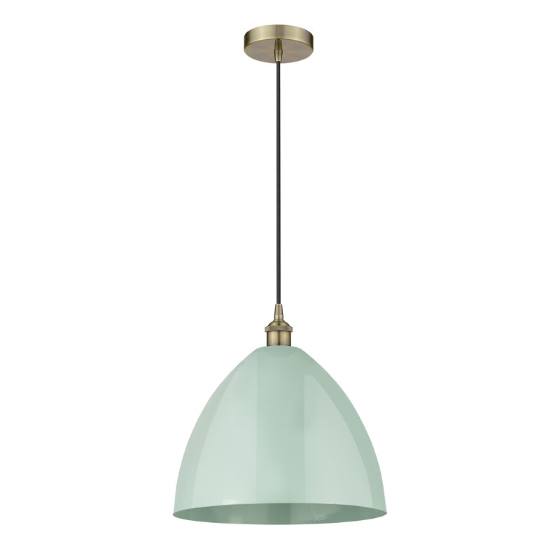 Luminaire suspendu conique à 1 lumière Schiavone, Écume de mer, Laiton antique