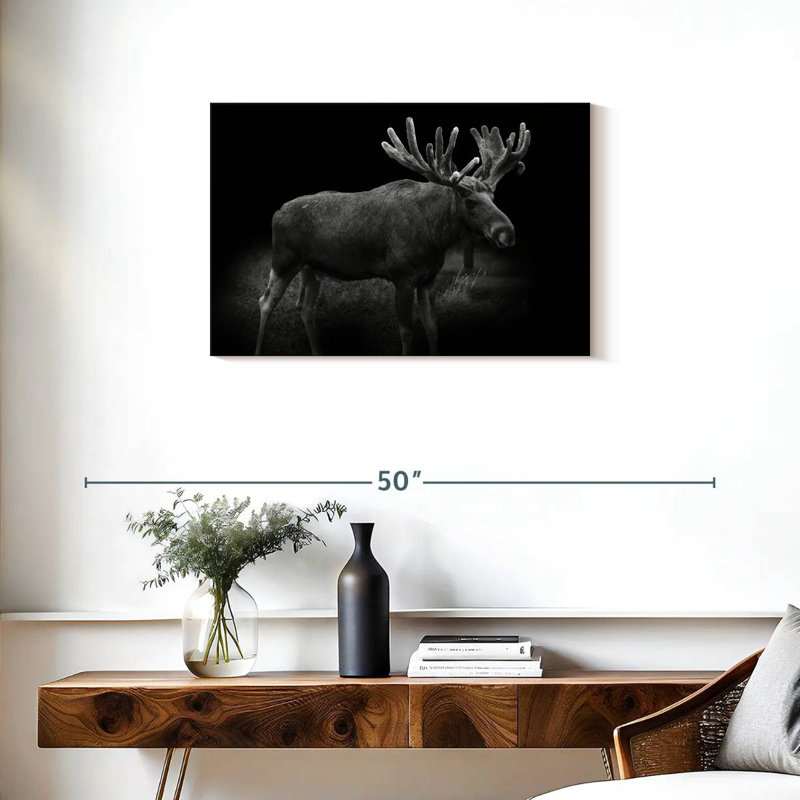Brampt Monochromatic Bull Moose, 20" H x 30" W