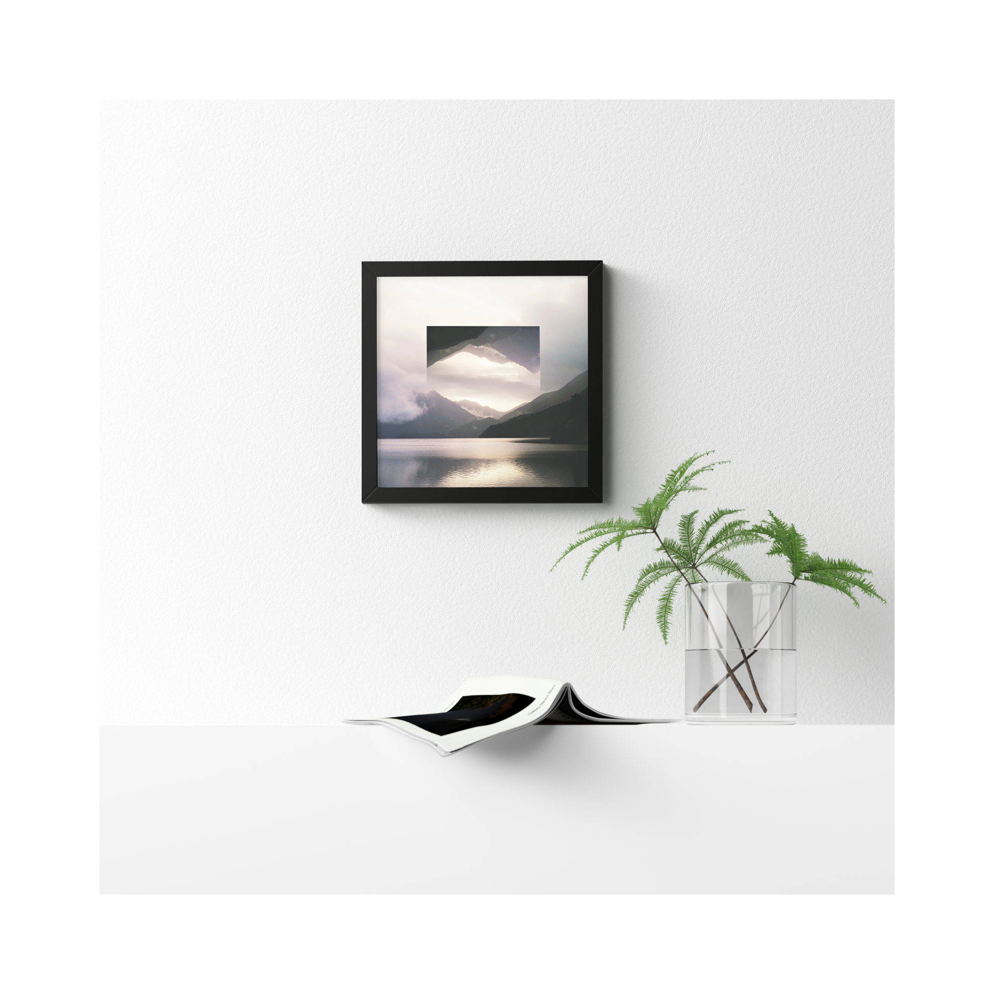 Reflected Landscape by Laura Marshall, Black, 17" H x 17" W x 1" D