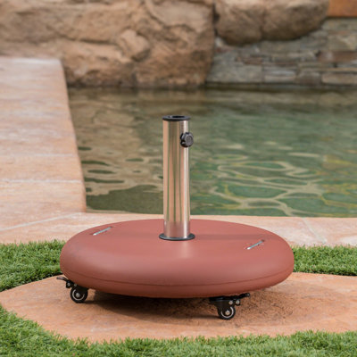 Porte-parapluie - Matériau en béton, base en acier inoxydable, rouge, 21,14 po x 17,26 po, support de poteau 1,6 2,2 po, carré, s'adapte